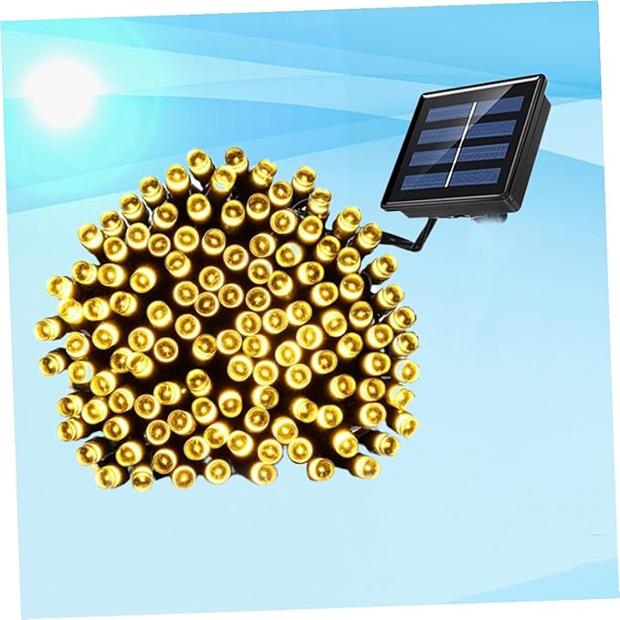 Solar Powered Outdoor LED String Lights Warm White Beads Garden Patio Fairy Lamps for Tree Lawn Deck Wedding Party Decor