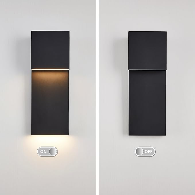 Modern LED Outdoor Wall Sconce 17W Integrated LED Outdoor Wall Mount,Anti Rust Textured Black Suit for Wet Locations and All Rooms,Easily Installed in Any Direction.Bulb Included.