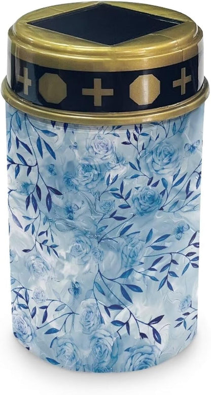 Blue Rose Cemetery Solar Lights Path Lights Landscape Lights Solar Powered Solar Lights Outdoor Waterproof Decorative for Flower Bed, Front Porch, Walkway
