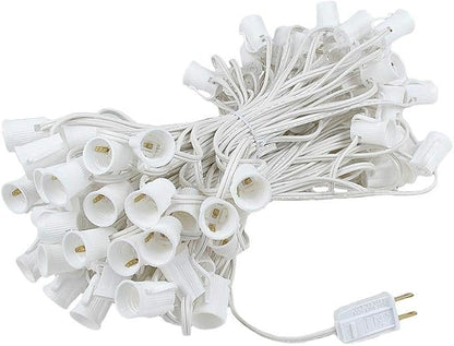 100 Foot G50 Outdoor Patio String Lights with 125 Green Globe Bulbs – Indoor Outdoor String Lights – Market Bistro Café Hanging String Lights – C9/E17 Base - White Wire
