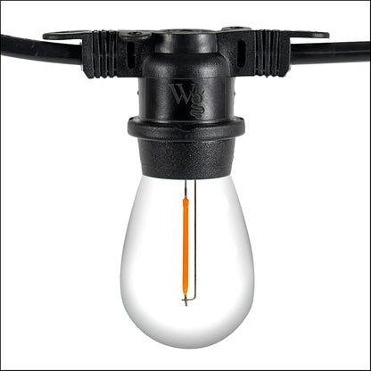 Wintergreen Lighting 15ft S14 Shatterproof Outdoor String Lights, 10 Edison Bulbs Dimmable LED Commercial Grade String Lights, Connectable, Black SJTW Wire