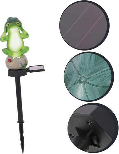 Gadpiparty Decorative Solar Garden Stake Light Frog Theme Outdoor Landscape Energy-Saving Simple Installation Pp Resin Material