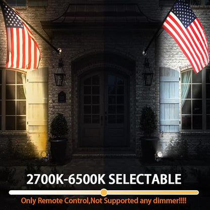 LED Outdoor Spot Lights,120V Landscape Lighting Outdoor Spotlight With Plug Cord , 2700K-6500K Stepless Dimmable Landscape Light with Timer and Remote for Yard Garden Pathway flag (20W, Pack, 2)