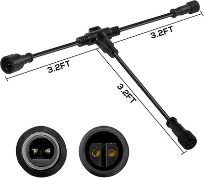 SUNTHIN 8 Pack Outdoor Landscape Lighting with Dusk to Dawn Sensor Controller, Bundled 9.8FT T Shape Extension Cord