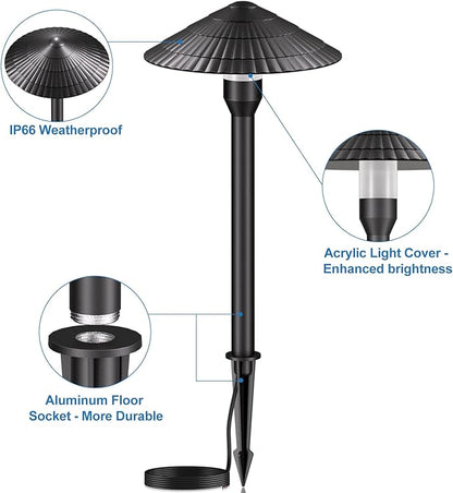 ZZXX All-in-One Low Voltage Landscape Lighting Kit 12-Pathway Lights with 96W Transformer, 5W LED Landscape Lighting Low Voltage 12-24V,IP66 Waterproof Outdoor Lights 2700K for Yard Patio Walkway