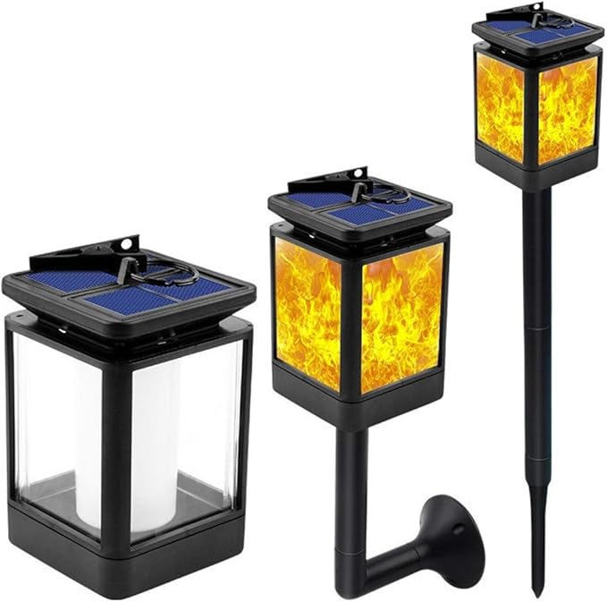 Ulalaza 1Pc Solar Outdoor Lights 12 LED Flickering Flames Torch Light Waterproof Landscape Ligh Auto On/Off Path Lights