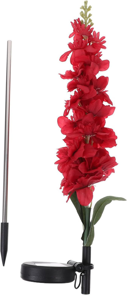 Veemoon Solar LED Violet Lawn Lamp with Ground Insert Stake, 75cm Height, Red Solar Garden Path Light for Outdoor Landscape Decoration