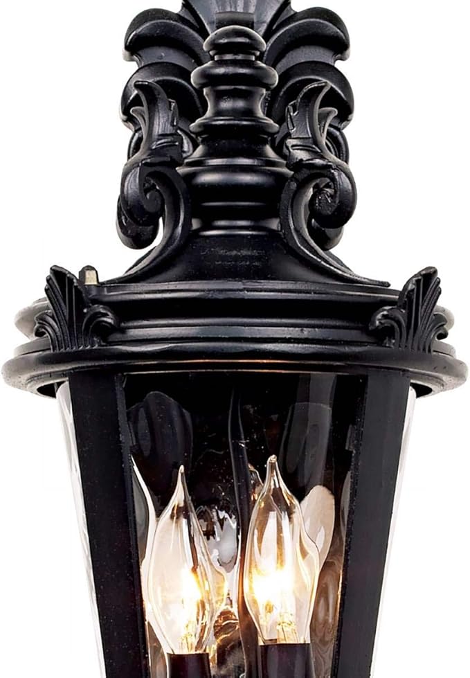 John Timberland Casa Marseille European Outdoor Wall Light Fixture Textured Black French 21 3/4" Clear Hammered | Lumora