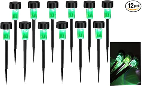 12PCS Green LED Outdoor Plastics Garden Solar Powered Landscape Light Lamp Patio Lawn Decoration Lights | Lumora