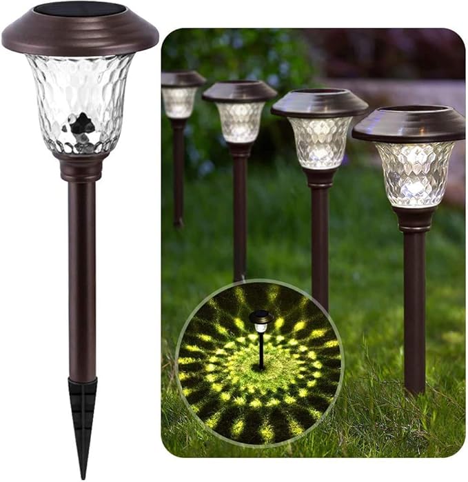BEAU JARDIN 8 Pack Solar Pathway Lights Black 8 Pack Solar Pathway Lights Brown