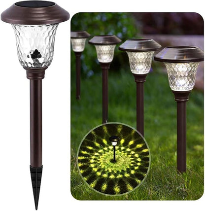BEAU JARDIN 8 Pack Solar Pathway Lights Black 8 Pack Solar Pathway Lights Brown
