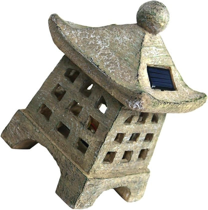 Homoyoyo Solar Walkway Light Japanese Garden Decor Solar Pathway Lights Outdoor Resin Faux Stone Lamp for Patio Backyard Holiday Garden Lighting