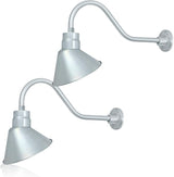10in. Galvanized Finish Angle Shade Gooseneck Sign Light Fixture With 22in. Long Extension Arm - Wall Sconce | Lumora
