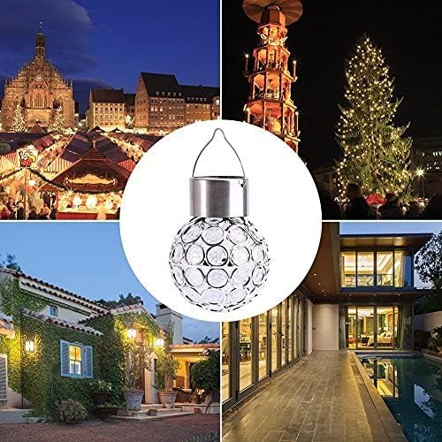 Yosoo Decorative Garden Lights, Colorful Solar Lights Ball, Outdoor Hanging 7 Colors LED Crackle Glass Globe, for Lawn, Patio Yard, Walkway Driveway, Pathway Landscape