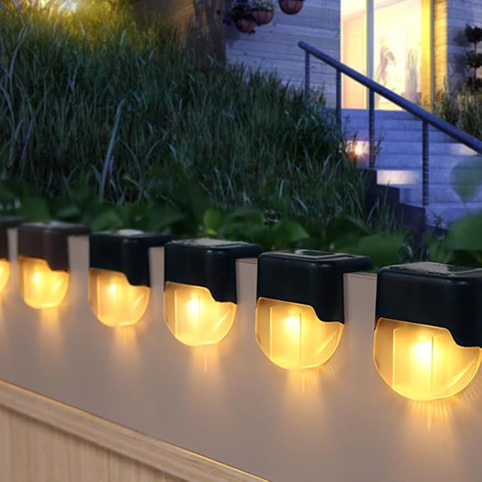 Homoyoyo Solar Power LED Stair Light Warm Glow Outdoor Fence Handrail Lamp for Garden Deck Patio Pathway | Lumora