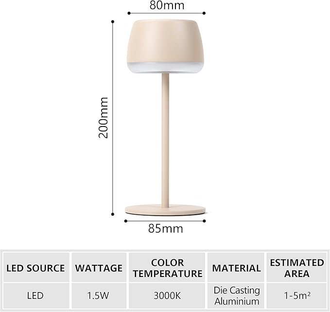 Table Lamp,Shower Table Lamps,Rechargeable Cordless Desk Light with 2200mAh Battery Operated,Indoor/Outdoor Waterproof Portable Lights,Wireless,for Patio Restaurant Home Dinner Cafe Bathroom