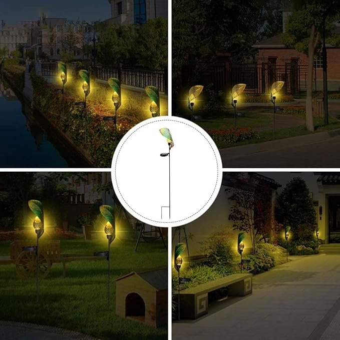 Solar Garden Lights Solar Pathway Lights Solar Garden Leaf Stake Lights Pathway Markers Landscape Lights Solar Garden Lawn Lights for Lawn Patio Yard Walkway