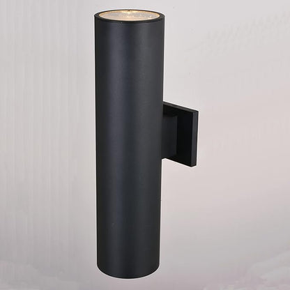 VAXCEL Chiasso Modern Outdoor Porch Light, 5" W x 20" H 2-Light Black Cylinder Wall Sconce, Up and Down Wall Light for Porch, Patio, Deck, or Front Door