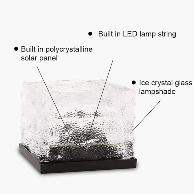 Solar Ice Cube Lights - Solar Brick Light LED Landscape Light Crystal Brick Light Outdoor Path Lights Waterproof | Lumora