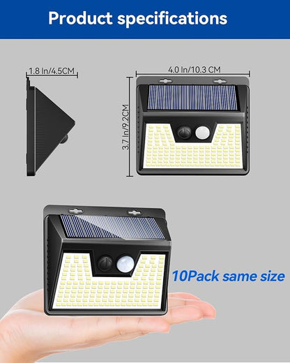 Peasur Solar Lights Outdoor [10 Pack/140LED], Solar Motion Sensor Outdoor Lights, Security Light 3 Working Modes, Waterproof for Outside Garden Yard Fence