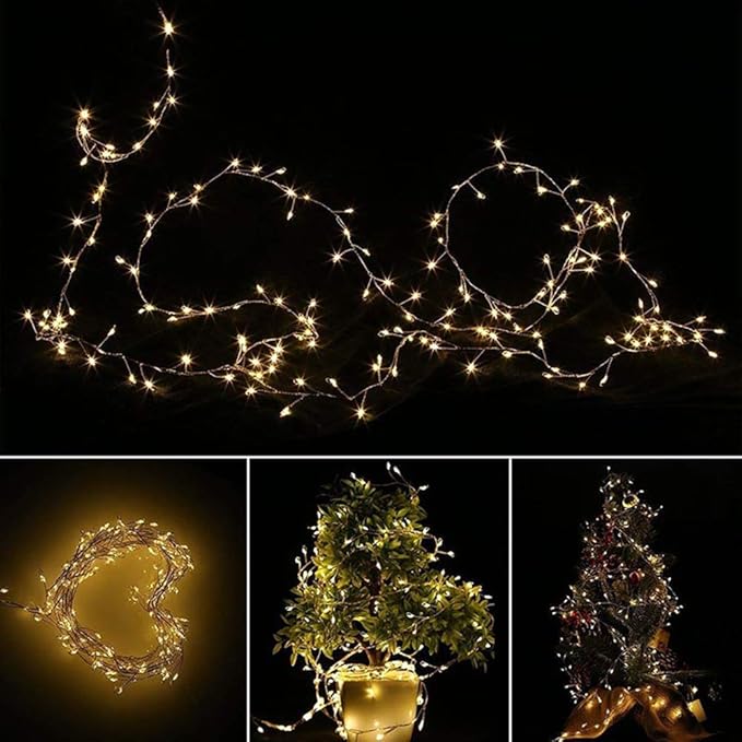 HANNAHONG 100 LED Fairy String Light for Wreath/Garland,Christmas Tree,Dorm,Bottel/Jar,USB Plug in Silver Wire Twinkle Lights,Waterproof Halloween Thanksgiving Wedding Party Décor (2 Pack,Warm White)