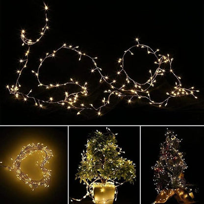 HANNAHONG 100 LED Fairy String Light for Wreath/Garland,Christmas Tree,Dorm,Bottel/Jar,USB Plug in Silver Wire Twinkle Lights,Waterproof Halloween Thanksgiving Wedding Party Décor (2 Pack,Warm White)