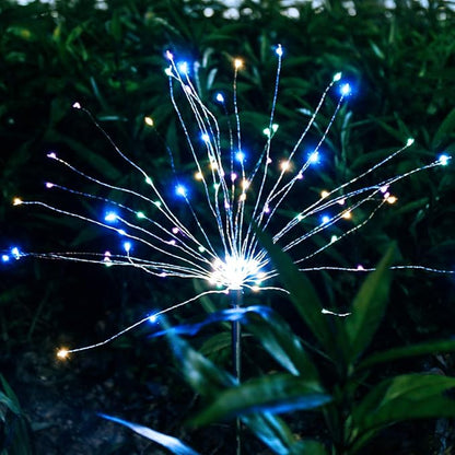 Solar Firework Light, 105 LED Multi Color Outdoor Firework Solar Garden Decorative Lights for Walkway Pathway Backyard Christmas Decoration Parties (2 Pieces)