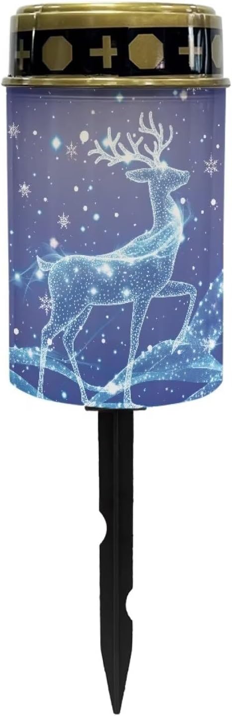Solar Lights Outdoor Waterproof,Blue Reindeer Landscape Lighting Outdoor Solar Lights for Outside Solar Garden Lights