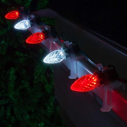 C7/E12 Light Stringer, E12 Sockets, 12” Socket Spacing, Outdoor String Light Patio Stringer Christmas Lights Stringer, Fits C7 Size Incandescent or LED Bulbs (25 ft / 25 Sockets, Green Wire)