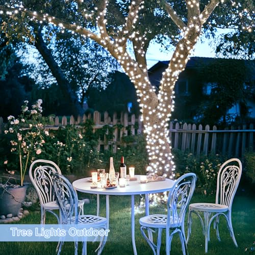 JMEXSUSS 1000 LED White Christmas String Lights Outdoor with Remote