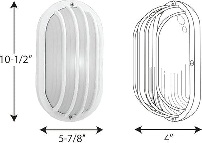 Progress Lighting 1-Light UV Stabilized Ribbed Frosted Polycarbonate Shade Modern Outdoor 10-1/2" Wall or Ceiling Light, Bulkheads Collection, Outdoor, P5705-30, White