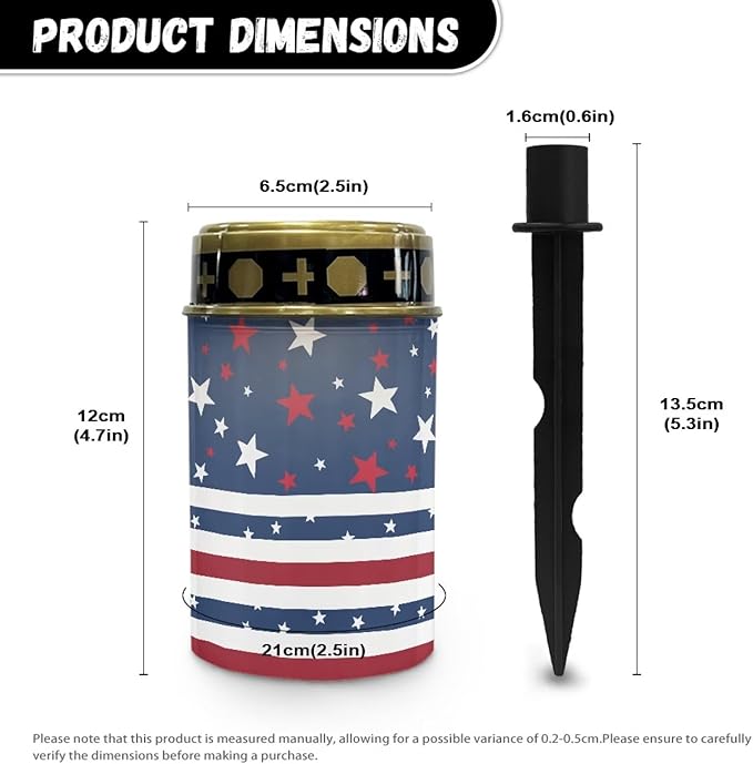 Cemetery Solar Lights for Grave USA Flag Design Eternal Lights for Cemetery Grave Decorations