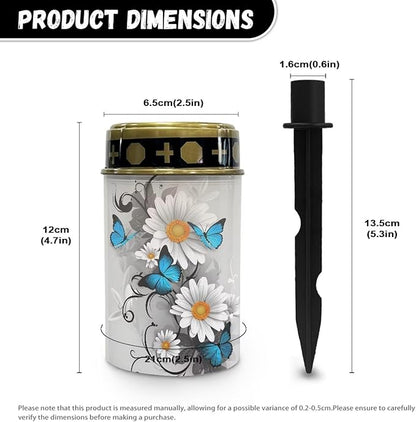 Butterfly Cemetery Solar Lights Daisy Solar Lights Grave Decorations for Cemetery Mom Solar Outdoor Lights Waterproof Decorative Solar Garden Stake Lights