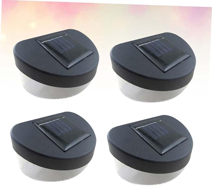 4pcs Solar Outdoor Garden Lights Led Fence Lights Black Shell for Garden Pathway and Porch Decor