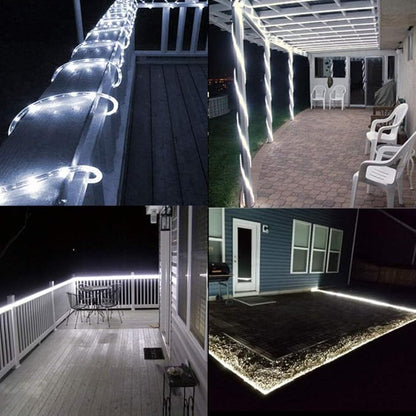 Honche Solar Rope Light 33FT 100LED IP65 Waterproof Outdoor LED Copper Fairy String Tube Lights for Party Gazebo Garden Patio Stair Balcony Fence Tree Daily Christmas Decoration (Solar-Cold White)