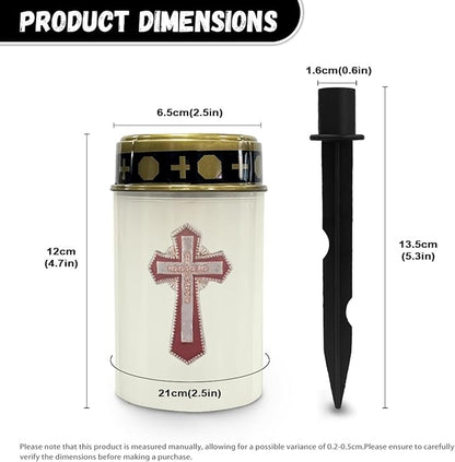 Cross Solar Cemetery Lights - Waterproof Stake Lights for Grave, Landscape, Garden - Warm White Lights