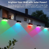 12PK Solar Fence Lights Outdoor Waterproof LED - Warm White & RGB 6 Color, Dusk to Dawn Deck Light, IP65 Waterproof | Lumora