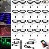 LED Deck Light Kit, 20pcs Φ1.77 WiFi Wireless Smart Phone Control Low Voltage Recessed RGBW Deck Lights with | Lumora