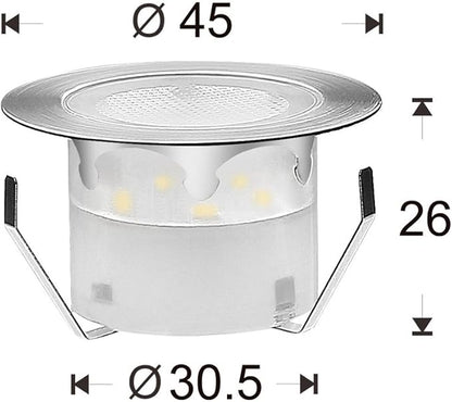 1 Pack Led Deck Lights Outdoor Waterproof Low Voltage Stainless Steel 1W Outdoor Yard Garden Decoration Lamps Landscape Pathway Patio Step Stairs LED In-ground Lights Silver Border(Warm White)