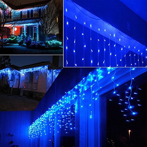Lainin 3.5M/11ft 96 LED Blue Linkable Fairy Curtain String Light with 8 Modes Functional Controller for | Lumora