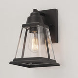 Globe Electric 44697 Merle 1-Light Outdoor Wall Sconce, Bronze, Clear Glass Shade, Brown, Bulb Not Included | Lumora