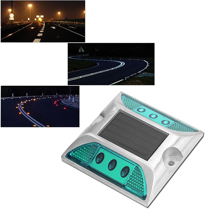 Driveway Solar Pathway Lights, LED Ground Lights Cast Aluminium with 800mAh Battery for Road Garden Yard (Green)