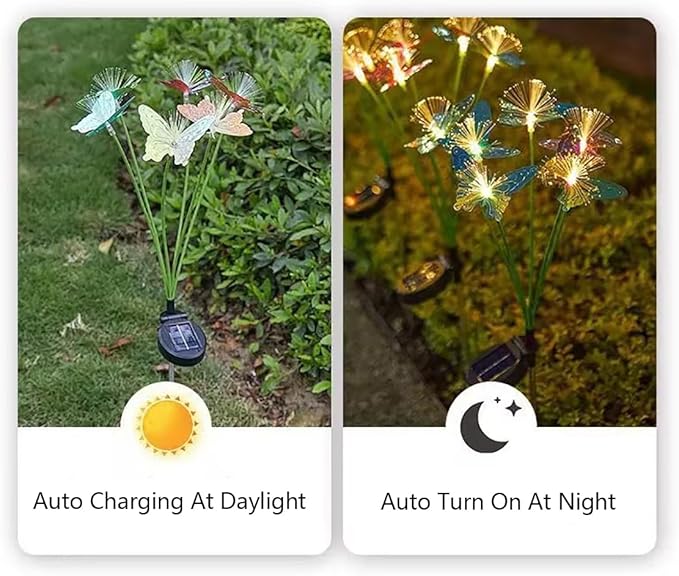 Butterfly Garden Decor Swaying Solar Butterflies Lights Outdoor for Garden Patio Yard Porch Christmas Flower Bed Decorations, House Warming Gifts 2 Pack (Warm White)