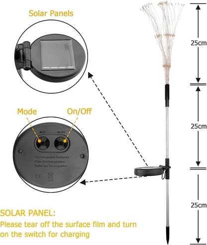 Warm White Solar Lights for Garden Decoration 150 LED Fairy Lights Starburst Outdoor Firework Decorative Lamp Pathway Lighting Waterproof Colored 4 Pack