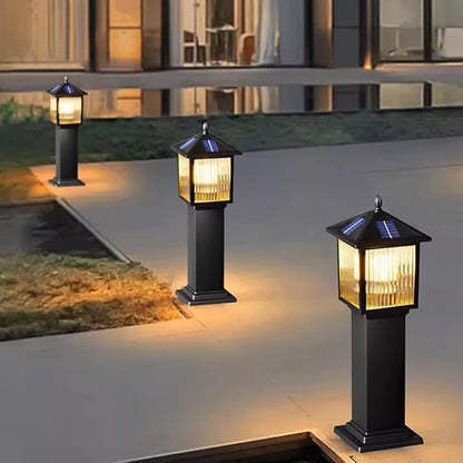 23.6" Solar Pathway Light with Stripe Glass IP65 Waterproof Solar Landscape Path Lights Outdoor Aluminum Housing Bollard Lights for Garden Lawn Yard Porch Patio