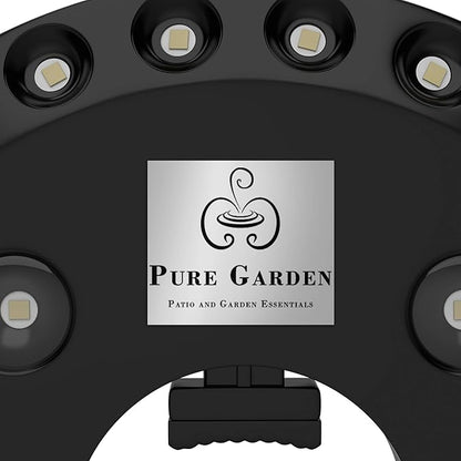 Pure Garden 50-LG1213 Patio Umbrella Cordless 28 LED Lights, 3 Brightness Modes-Battery Operated Hanging Lamp for Tents or 0.86-1.8” Diameter Poles, 0.86"-1.8", Black