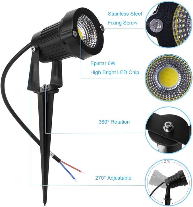 Youngine Pack of 2, 12V Low Voltage LED Landscape Lights Waterproof Outdoor Walls Trees Flags Spotlights 5W COB Garden Yard Path Lawn Light with Spike Stand (Red), NO Plug