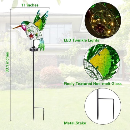 DREAMYSOUL Outdoor Solar Garden Lights, Hummingbird Solar Lights for Outdoor Patio Yard Pathway, Hummingbird Gifts for Women Mom Grandma