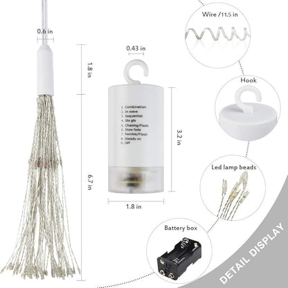FOOING 4 Pack Firework Lights Led Copper Wire Star String Lights 8 Modes Battery Operated Fairy Lights with Remote,Wedding Decorative Hanging Lights for Party Patio Garden Decoration