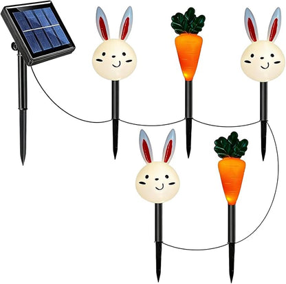 Spring Solar Lights Outdoor, Easter Carrot Rabbit Garden Lighting Decor, Yard Solar Lights, for Garden Yard Patio Porch Lawn Walkway Courtyard Landscaping